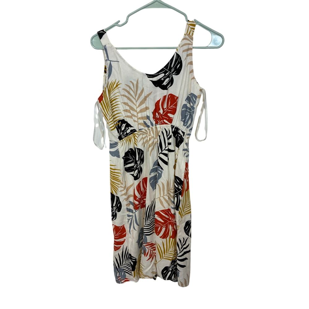 Monteau Tropical Print Linen Blend Midi Dress Resort Vacation Style S - Picture 5 of 5